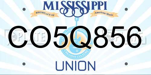 CO5Q856 Mississippi License Plate