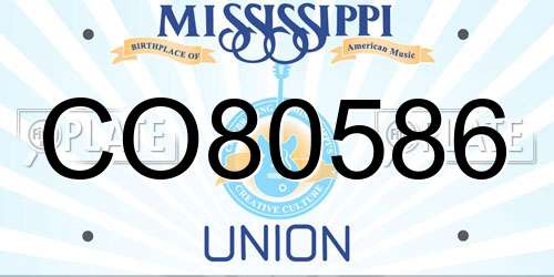 CO80586 Mississippi License Plate