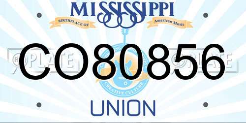 CO80856 Mississippi License Plate