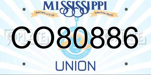 CO80886 Mississippi License Plate