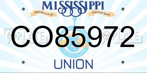 CO85972 Mississippi License Plate