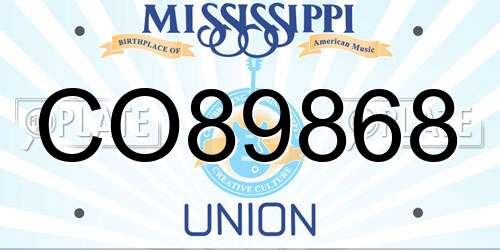 CO89868 Mississippi License Plate