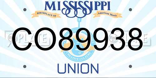 CO89938 Mississippi License Plate