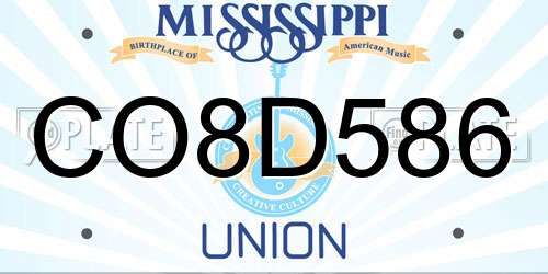 CO8D586 Mississippi License Plate