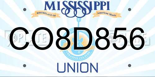 CO8D856 Mississippi License Plate