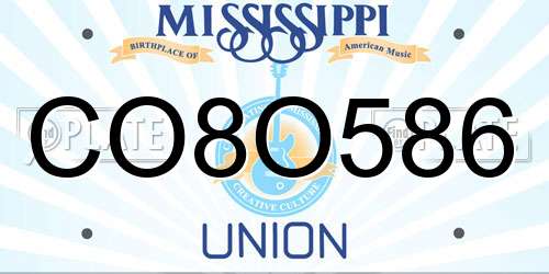 CO8O586 Mississippi License Plate