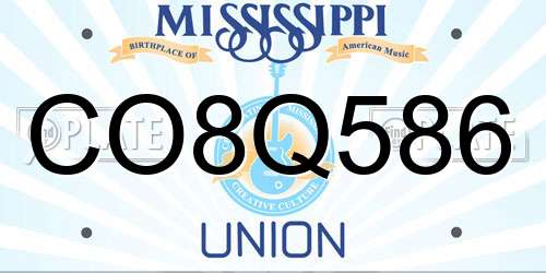 CO8Q586 Mississippi License Plate