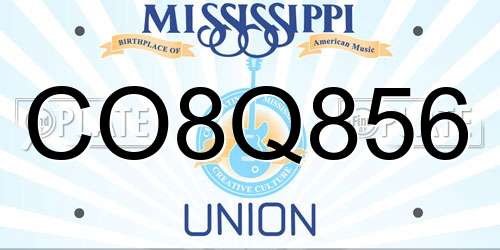 CO8Q856 Mississippi License Plate