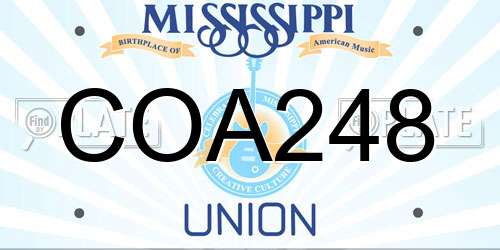 COA248 Mississippi License Plate