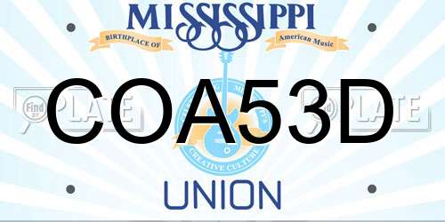 COA53D Mississippi License Plate