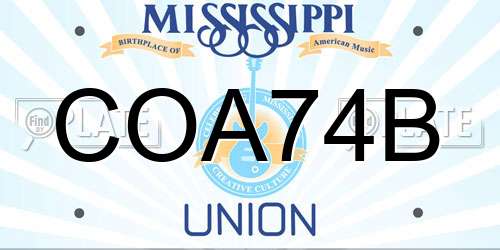 COA74B Mississippi License Plate
