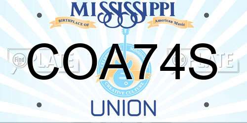 COA74S Mississippi License Plate