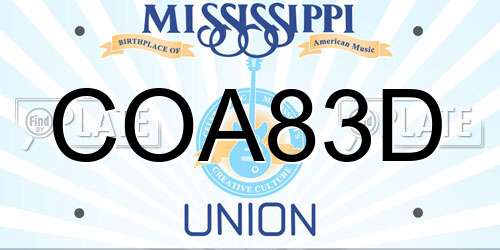 COA83D Mississippi License Plate