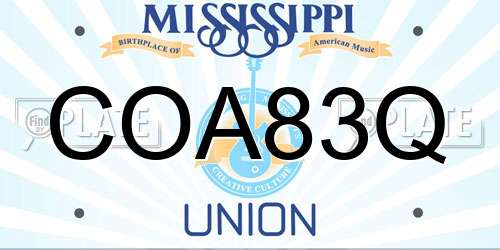 COA83Q Mississippi License Plate