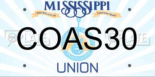 COAS30 Mississippi License Plate