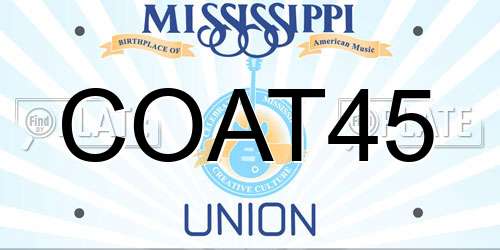 COAT45 Mississippi License Plate