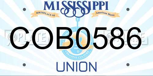 COB0586 Mississippi License Plate