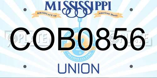 COB0856 Mississippi License Plate
