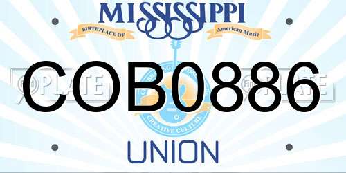 COB0886 Mississippi License Plate