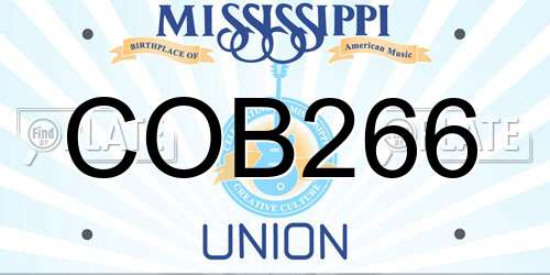COB266 Mississippi License Plate