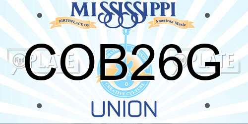 COB26G Mississippi License Plate