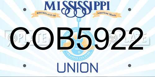 COB5922 Mississippi License Plate
