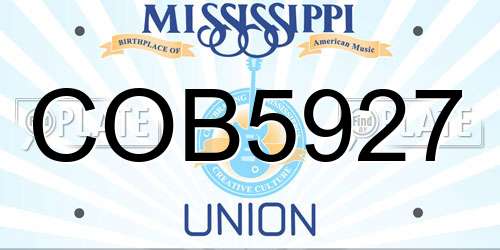 COB5927 Mississippi License Plate