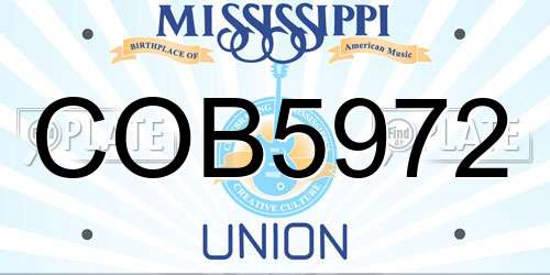 COB5972 Mississippi License Plate