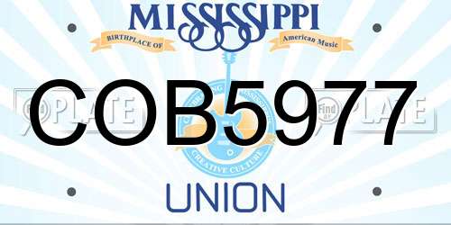 COB5977 Mississippi License Plate