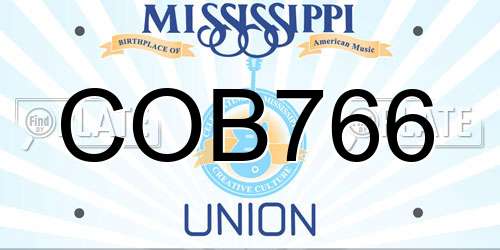 COB766 Mississippi License Plate