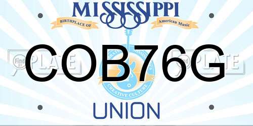 COB76G Mississippi License Plate