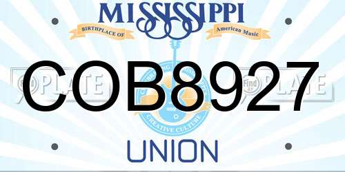 COB8927 Mississippi License Plate