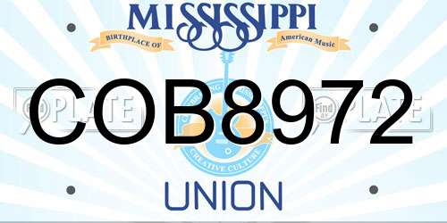 COB8972 Mississippi License Plate