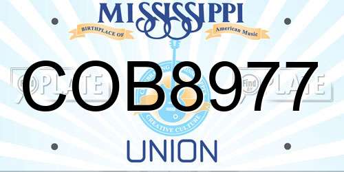COB8977 Mississippi License Plate
