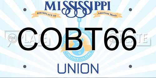 COBT66 Mississippi License Plate