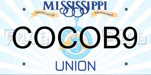 COCOB9 Mississippi License Plate
