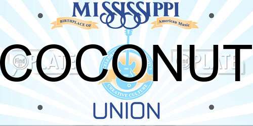 COCONUT Mississippi License Plate