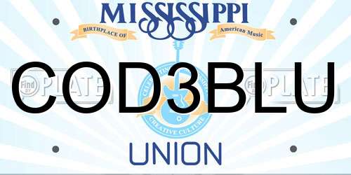 COD3BLU Mississippi License Plate