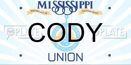 CODY Mississippi License Plate