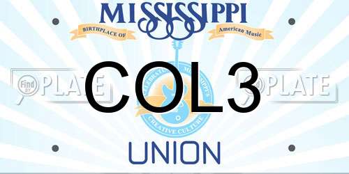 COL3 Mississippi License Plate