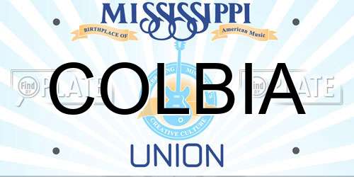 COLBIA Mississippi License Plate