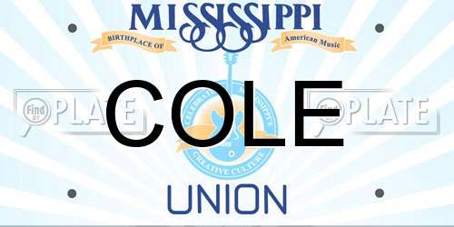 COLE Mississippi License Plate