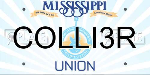 COLLI3R Mississippi License Plate