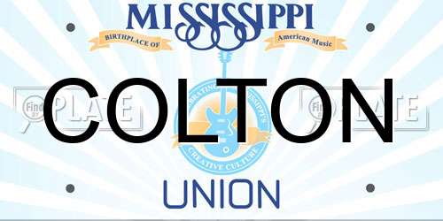 COLTON Mississippi License Plate