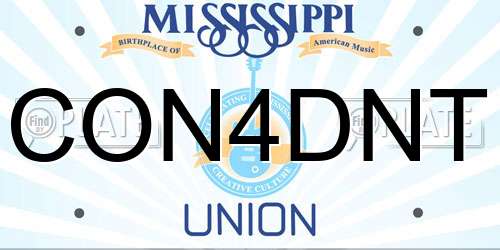 CON4DNT Mississippi License Plate