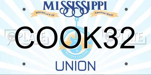 COOK32 Mississippi License Plate