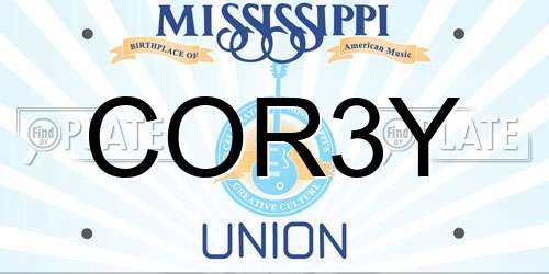 COR3Y Mississippi License Plate