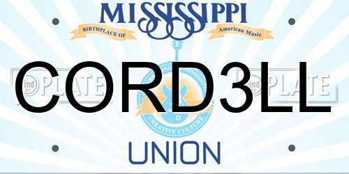 CORD3LL Mississippi License Plate