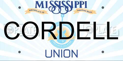 CORDELL Mississippi License Plate