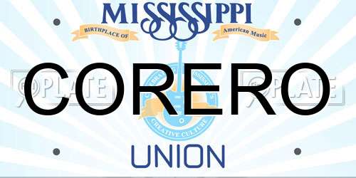 CORERO Mississippi License Plate
